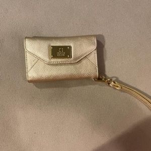 New Gold Leather Wristlet Phone Holder/Wallet